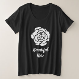 Rosa Branco Belo e Camiseta do Tamanho T