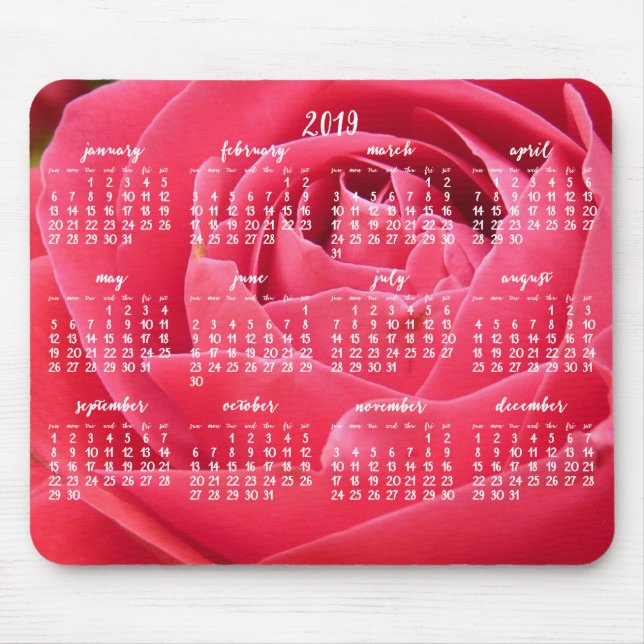 Rosa Calendar Anual 2019 Mouse pads (Frente)