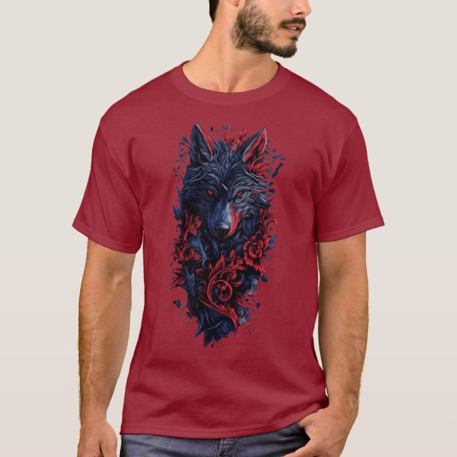 Rosa - Camiseta Dark Wolf & Crimson - Sangue Red E (Frente)