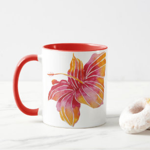 Rosa & caneca floral vermelha do hibiscus de Hava