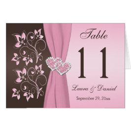 Rosa, cartão juntado floral do número da mesa dos