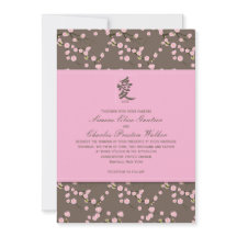 Rosa, Castanho Cereja Blossomo Convite para Casame
