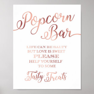 Rosa Chic Dourado POPCORN BAR - Sinal Impressão