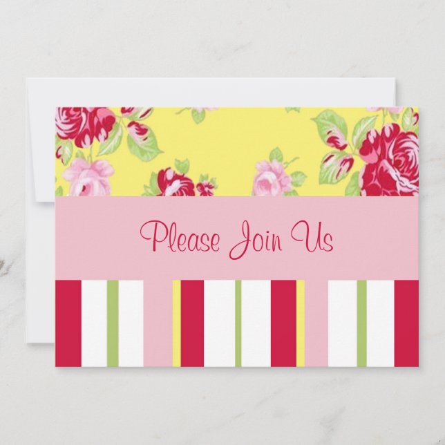 Rosa Chic E Convite De Casamento De Stripes (Frente)