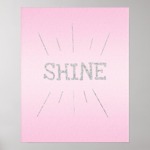 Rosa claro Brilhante com Poster Glitter Prateado