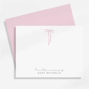 Rosa claro do berçário de cartões de agradecimento
