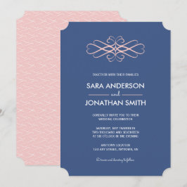 Rosa claro e Convite para Casamento Azul Denim