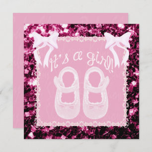 Rosa claro Menininha chá Rosa Física Convite