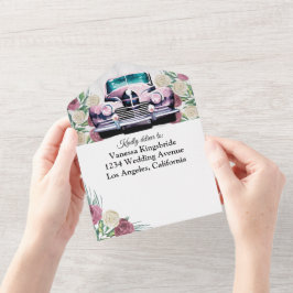 Rosa clássico, tudo em um convite de casamento