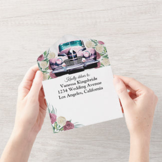 Rosa clássico, tudo em um convite de casamento