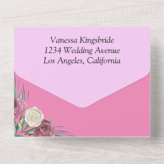 Rosa clássico, tudo em um convite de casamento