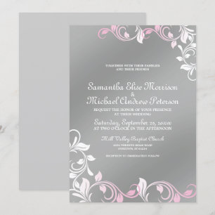 Rosa Convite para Casamento de Prata