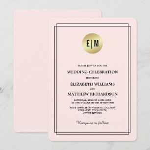 Rosa  Convites para Casamento Elegante De Folhas D