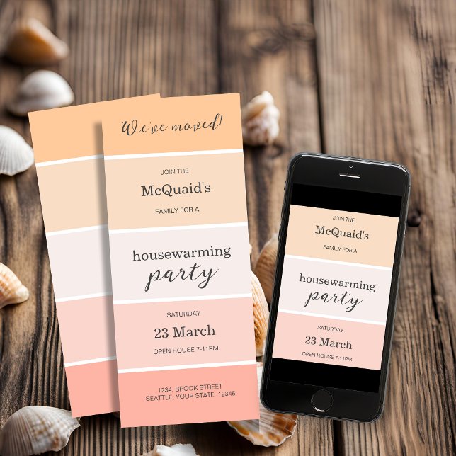 Rosa cor-de-rosa Convite de festas de aquecimento  (Rose Pink and Peach House Warming Party Invitation)