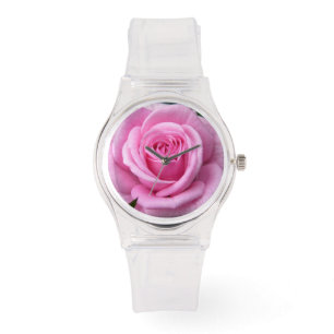 Rosa cor-de-rosa romântico do relógio de pulso d