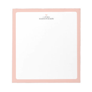 Rosa Coral Bloco de Notas Personalizado Coração