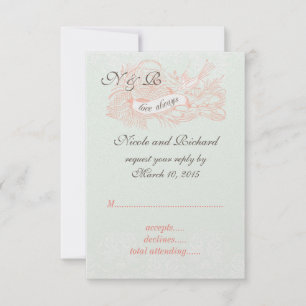 Rosa Coral Verde Menta Casamento Vintage RSVP