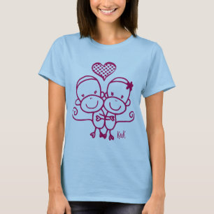 Rosa da cereja do ~ do t-shirt de Hugz do macaco