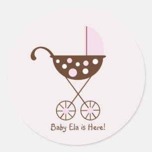 Rosa da etiqueta da modificação do Pram do bebê