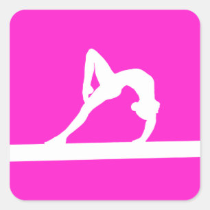 Rosa da etiqueta da silhueta do Gymnast
