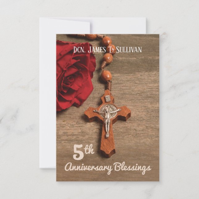 Rosa de 5 da Oração do Nome do Cartão de Oração (Frente)