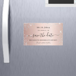 Rosa de aniversário imã salve a data de ouro