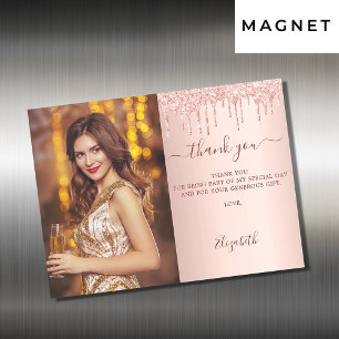 Rosa de aniversário obrigado magneta de fotos