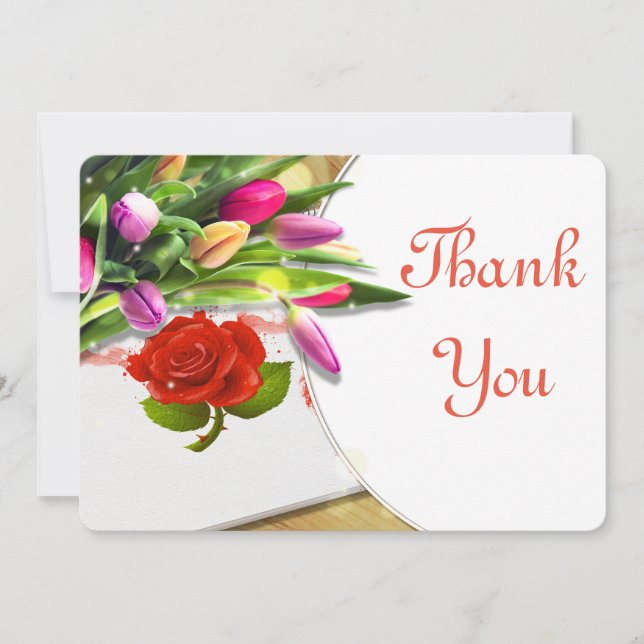 Rosa de Aquarela e Cartões de agradecimentos de Tu (Frente)