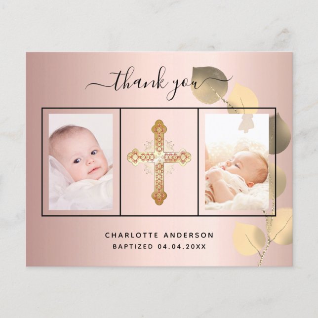 Rosa de batismo orçamental obrigado de foto de euc (Frente)