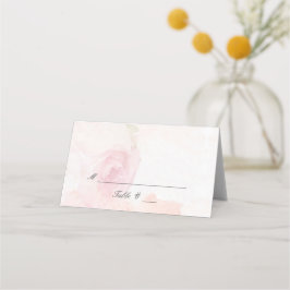 Rosa de Blush de Aquarela | Cartão de Local Dobrad
