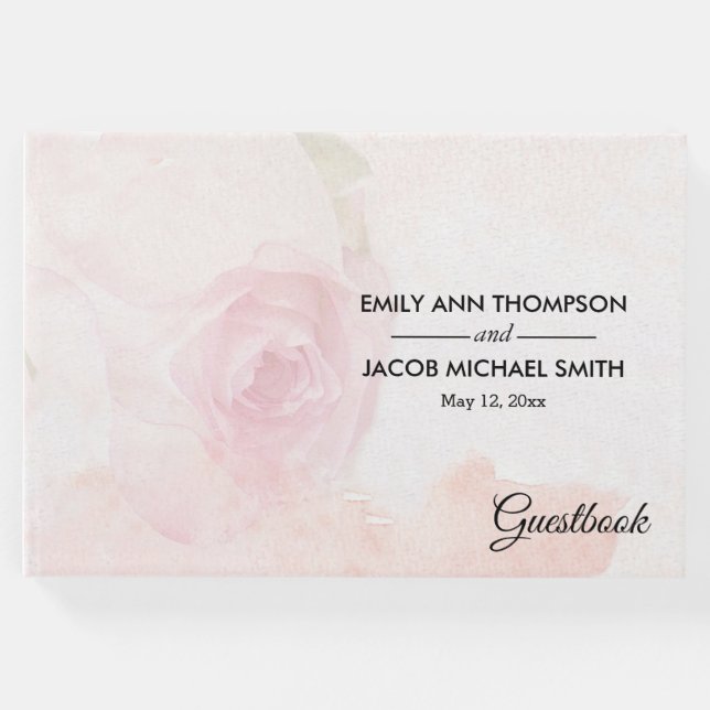 Rosa de Blush de Aquarela | Livro de Convidados de (Frente)