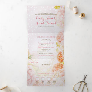 Rosa De Blush De Três Dobras Em Um Convite De Casa