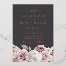 Rosa de Casamento Elegante de Blush e Cinza Dourad