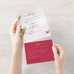 rosa de Casamento Magnolia Rosa 3in1 RSVP Tudo em