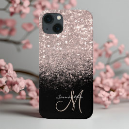 Rosa de chic Dourado e Monograma preto