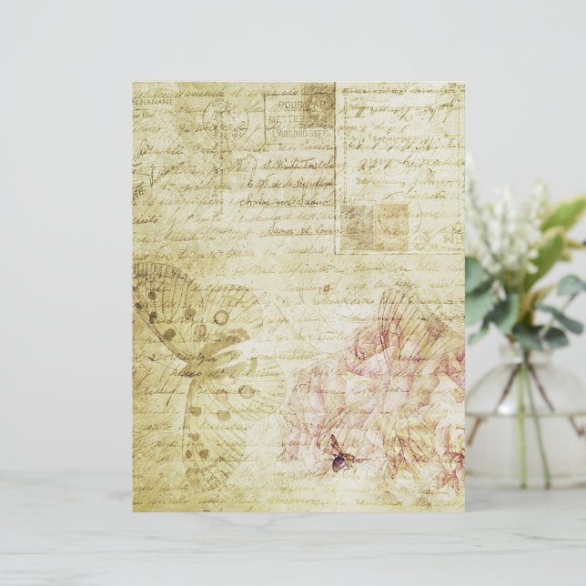 Rosa de colheita e borboleta (Em pé/Frente)