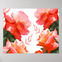 Rosa de cor laranja coral de 20" x Poster de 16"