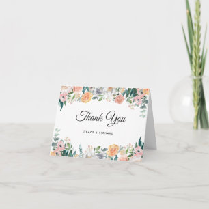 Rosa de Elegante Peony Floral Cartões de agradecim