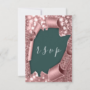 Rosa de Frame de Teal Glitter de Casamento RSVP
