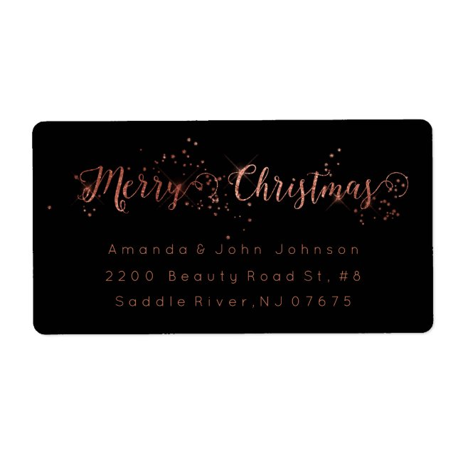 Rosa de Natal Feliz - Etiqueta de Endereços de Ret (Frente)