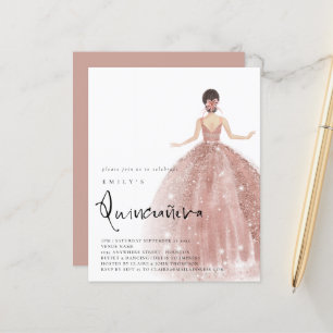 Rosa de orçamento Brunette Hair QR Quinceañera D