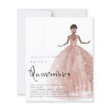 Rosa de Orçamento Cabelo Escuro Gown QR Quinceañer