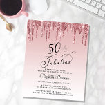 Rosa de Orçamento Dourado Cor-de-Rosa Brilhante 50<br><div class="desc">Elegante,  chic e econômico - o 50º convite de aniversário com "50 & Fabuloso" escrito em um script de na moda contra um fundo cor-de-rosa ombre,  com brilho suave,  cor-de-rosa e rosa. Você pode personalizar com o nome dela e os detalhes da festa.</div>