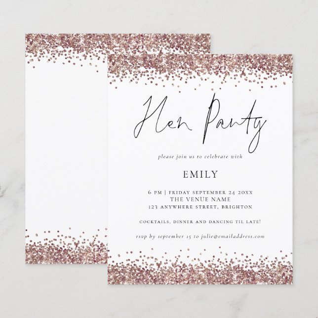 Rosa de Orçamento Dourado Glitter (Frente/Verso)