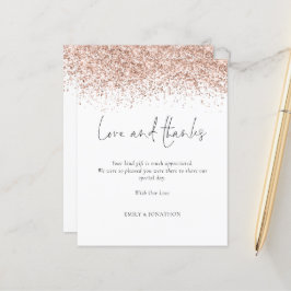 Rosa de Orçamento Dourado Glitter Amor e Obrigados