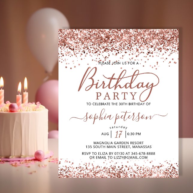 Rosa De Orçamento Dourado Qualquer Convite De Aniv (Criador carregado)