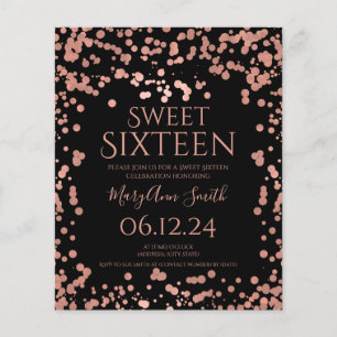 Rosa de Orçamento Folha de Ouro Confetti Sweet 16