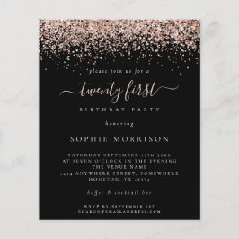 Rosa de Orçamento Glitter 21 Parte rua Convite Pre