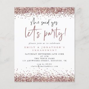 Rosa De Orçamento Glitter Dourado Ela Disse Sim No