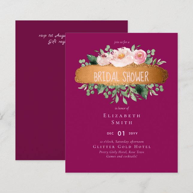 Rosa de Orçamento LeahG Casamento de Glam Dourado (Frente/Verso)